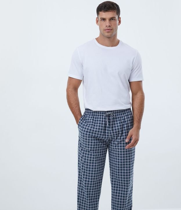 Pantalón de Pijama en Cuadrillé Grid Azul 2