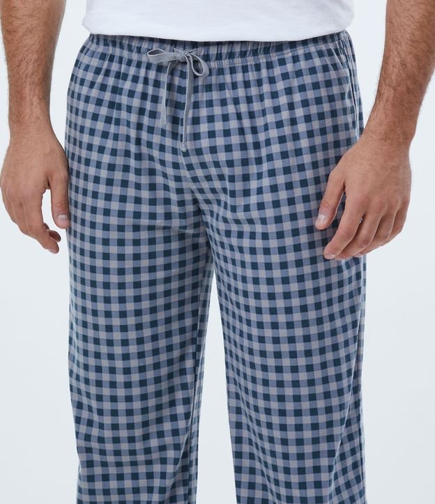Pantalón de Pijama en Cuadrillé Grid Azul 4