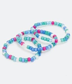 Kit 3 Pulseiras em Acrílico com Miçangas Coloridas