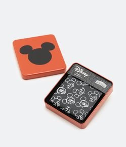 Carteira em Material Sintético com Estampa Mickey e Box de Metal