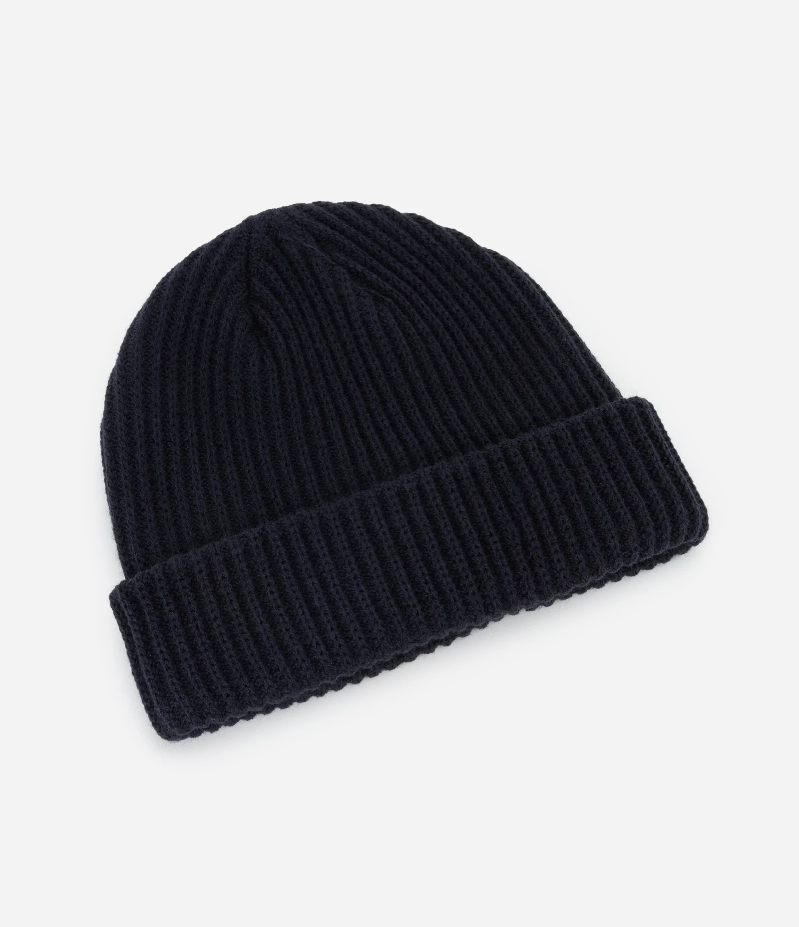 Touca Canelada em Tricô com Dobra Azul 2