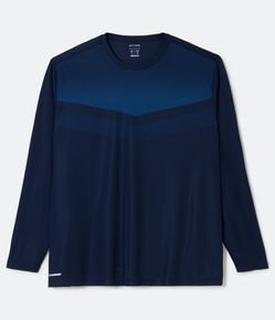 Camiseta Esportiva Manga Curta com Estampa Geométrica Com UV - Plus Size
