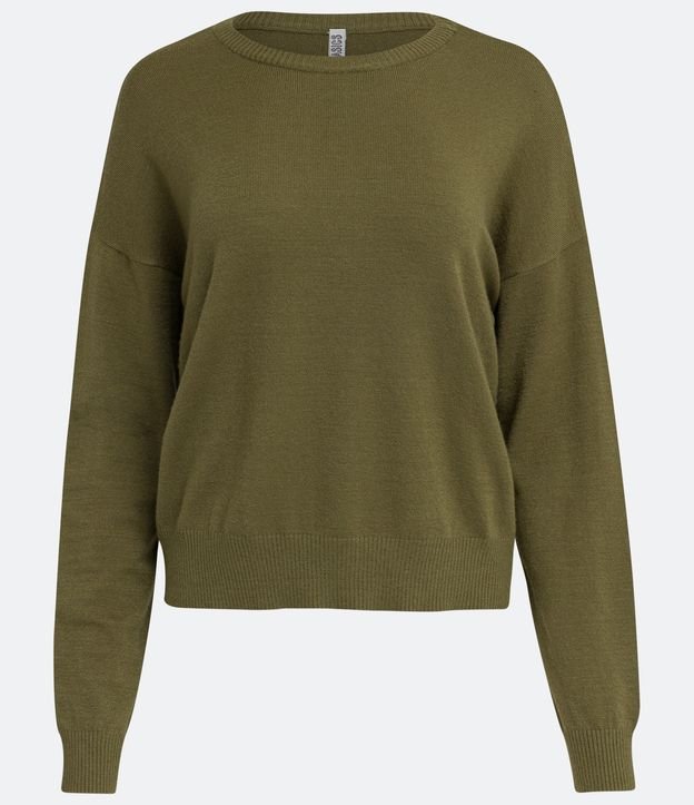 Buzo Cerrado Básico de Punto con Manga Larga y Sisa Desplazada Verde 5