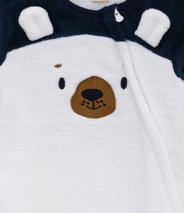 Mono Infantil en Fleece con Bordado de Carita de Oso - Talle 0 a 18 meses Blanco 3