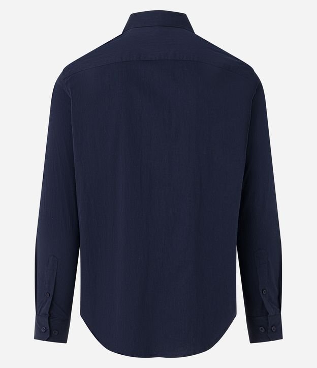 Camisa Regular Social em Algodão com Textura de Listras