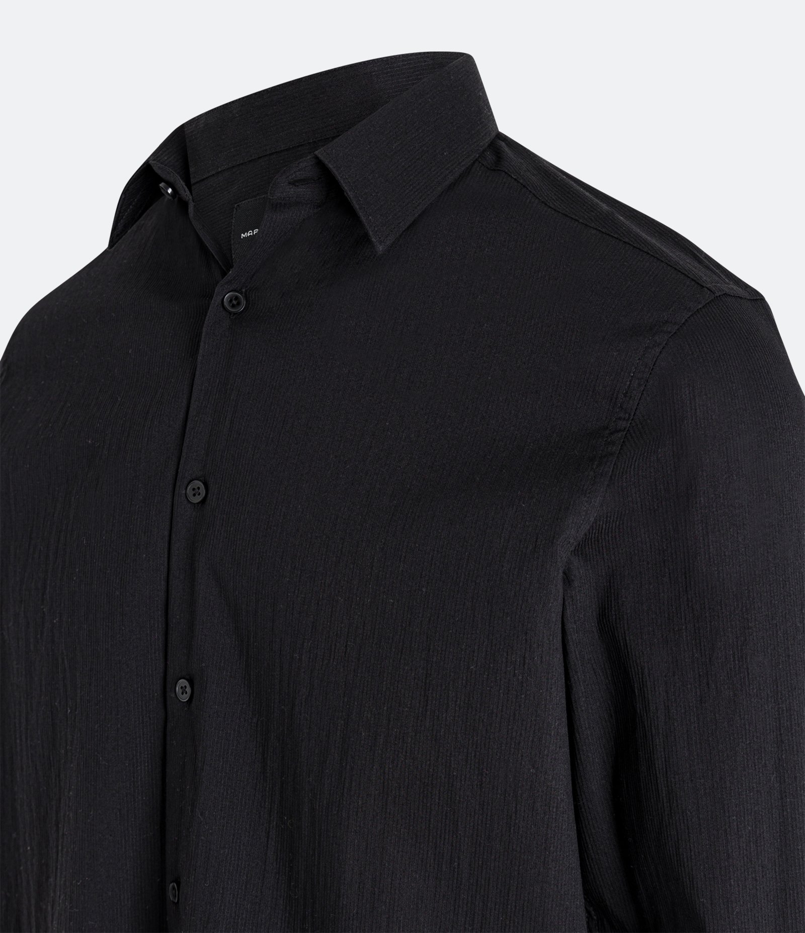 Camisa Regular Social em Algodão com Textura de Listras Preto 2
