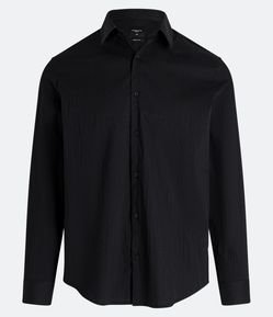 Camisa Regular Social em Algodão com Textura de Listras