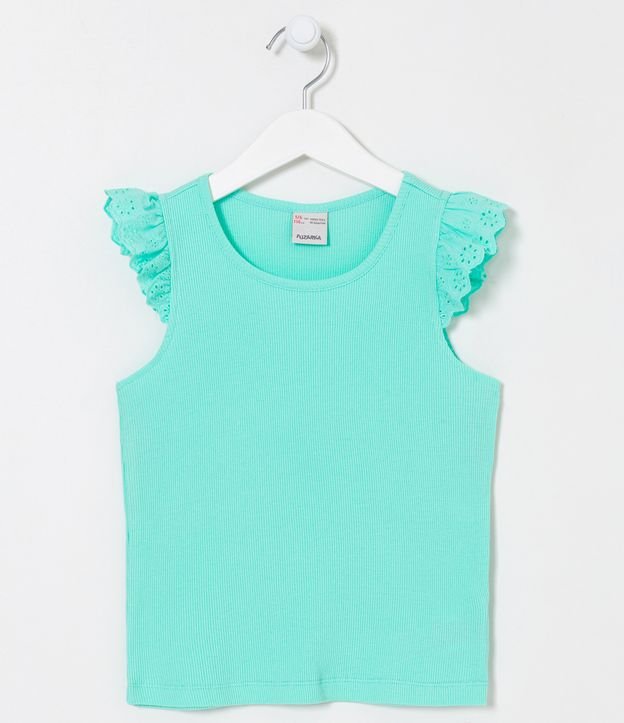 Blusa Regata com Babadinhos em Broderie - Tam 5 a 14 anos