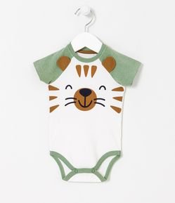 Body Infantil com Estampa de Tigre com Orelhas 3D - Tam 0 a 18 meses