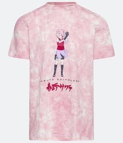 Camiseta Manga Curta com Estampa Sakura