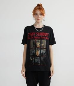 Blusa Alongada em Algodão e Estampa Frontal David Bownie