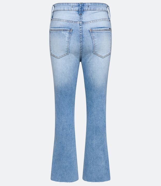 Pantalón Flare Cropped Jeans con Desgastes Azul 6