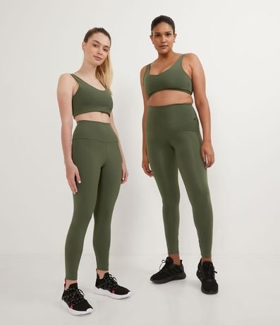 Calça Legging Esportiva Básica em Poliamida com Cós Alto Verde - Renner
