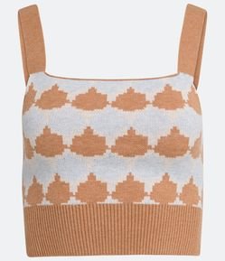 Blusa Regata Cropped em Tricô com Alças Largas