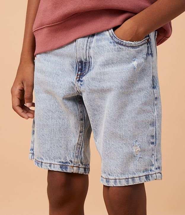 Bermuda Infantil en Jeans con Desgastess - Talle 5 a 14 años Azul 7