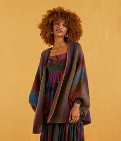 Casaco Alongado em Lã com Estampa Degrade