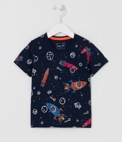 Camiseta Infantil com Estampa de Dinossauro Espacial - Tam 1 a 5 Anos