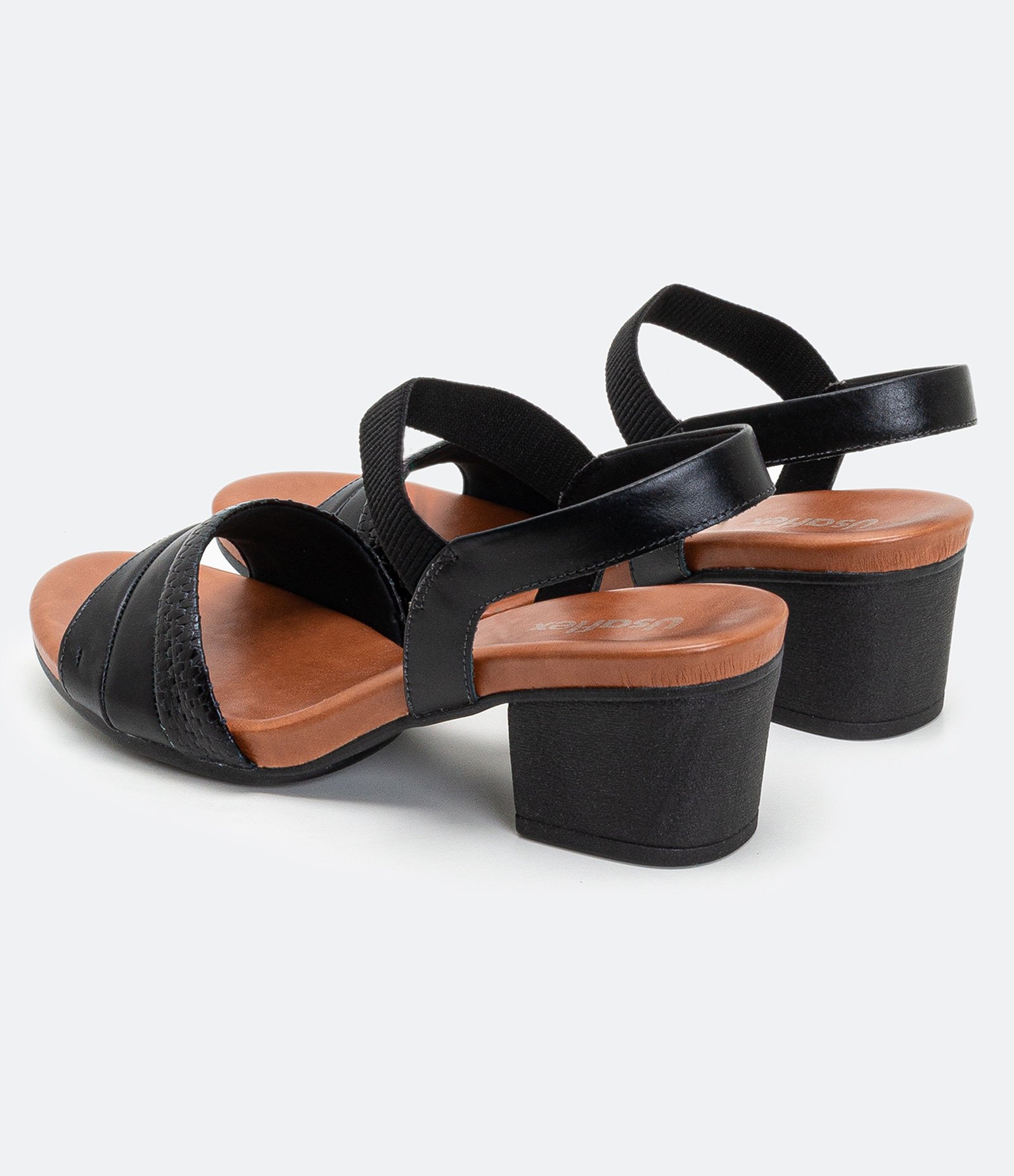 Sandália com Salto Bloco e Tira Elástica Preto 3