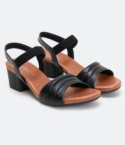 Sandália com Salto Bloco e Tira Elástica