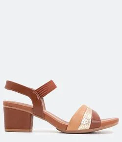 Sandália com Salto Bloco e Tira Elástica
