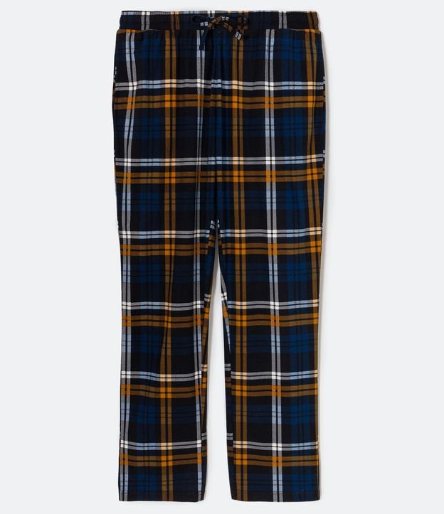 Calça de Pijama com Estampa Xadrez Grid Azul 5