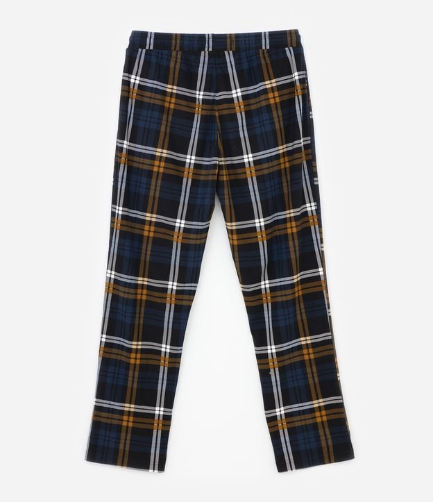 Calça de Pijama com Estampa Xadrez Grid Azul 6