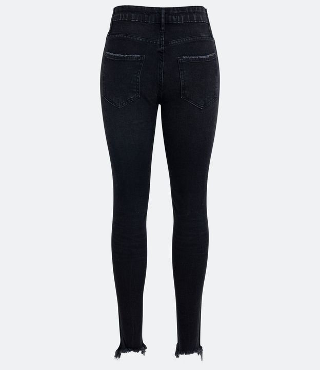 Pantalón Skinny Jeans con Desgastes y Barra Deshilachada Negro 6