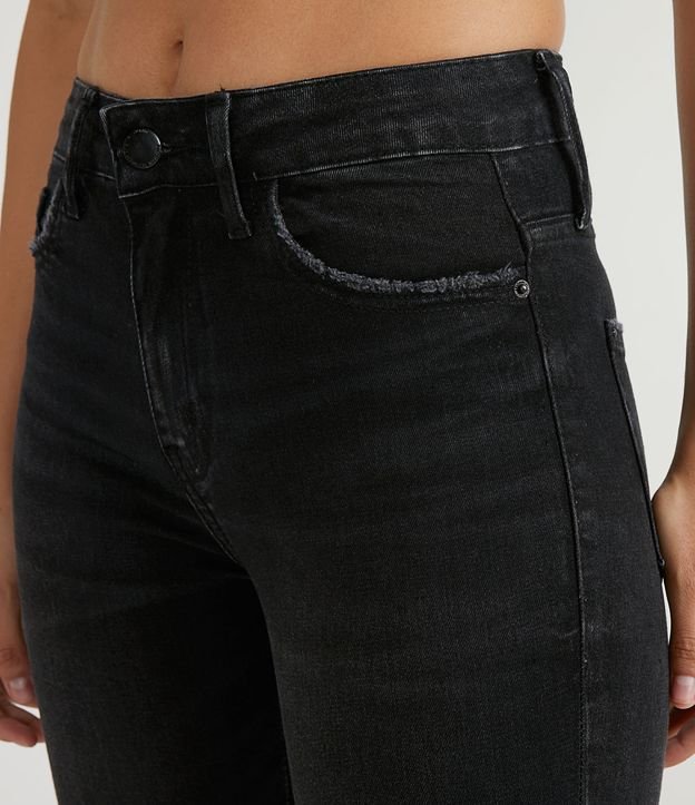Pantalón Skinny Jeans con Desgastes y Barra Deshilachada Negro 3
