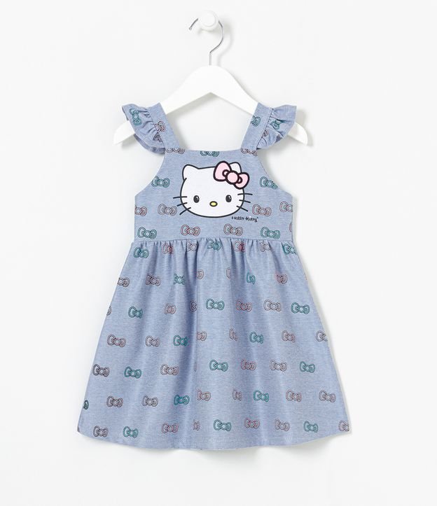 Vestido Infantil con Estampado de la Hello Kitty - Tam 1 a 6 años Azul 1