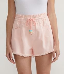 Short Runner em Sarja com Cós Elástico e Cordão para Amarração