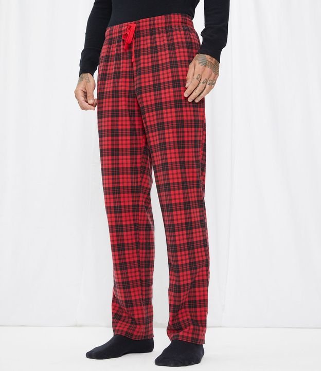 Calça de Pijama com Cós Elástico e Amarração em Estampa Xadrez