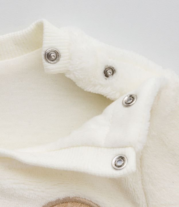 Conjunto Infantil en Fleece con Bordado de Tigre - Talle 0 a 18 meses Blanco 3