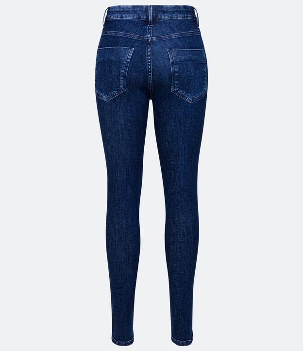Pantalón Skinny en Jeans con Botón Contrastante Azul 6