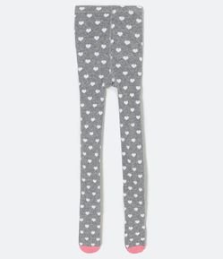 Meia Calça Infantil em Algodão com Estampa de Corações