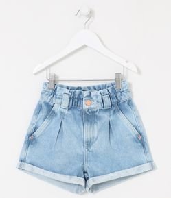 Short Infantil Clochard em Jeans com Pregas - Tam 5 a 14 anos
