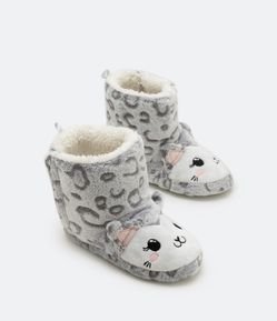 Pantufa Infantil Botinha com Estampa Animal Print - Tam 29/30 ao 35/36