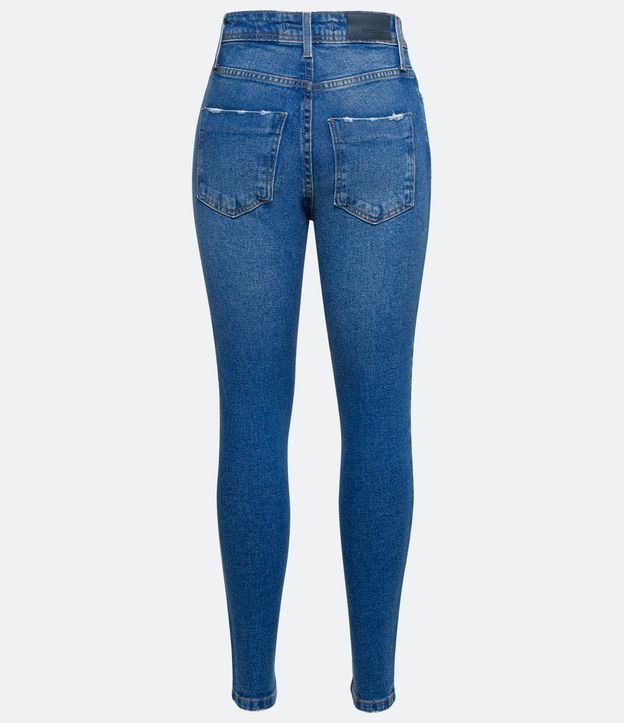Pantalón Skinny Jeans con Cintura Alta y Desgastes en los Bolsillos Azul 6