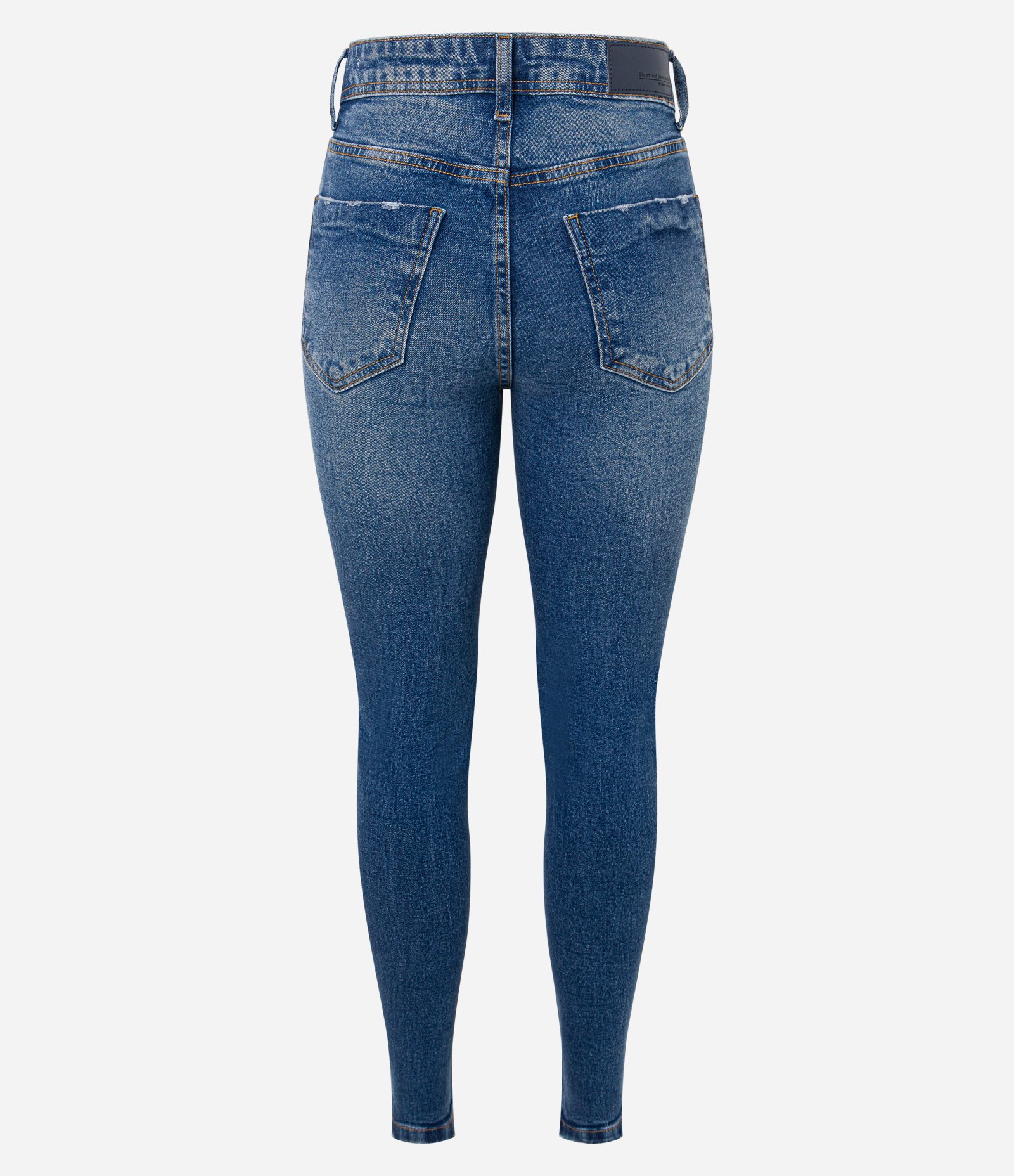 Calça Skinny Jeans com Cintura Alta e Puídos nos Bolsos Azul 6