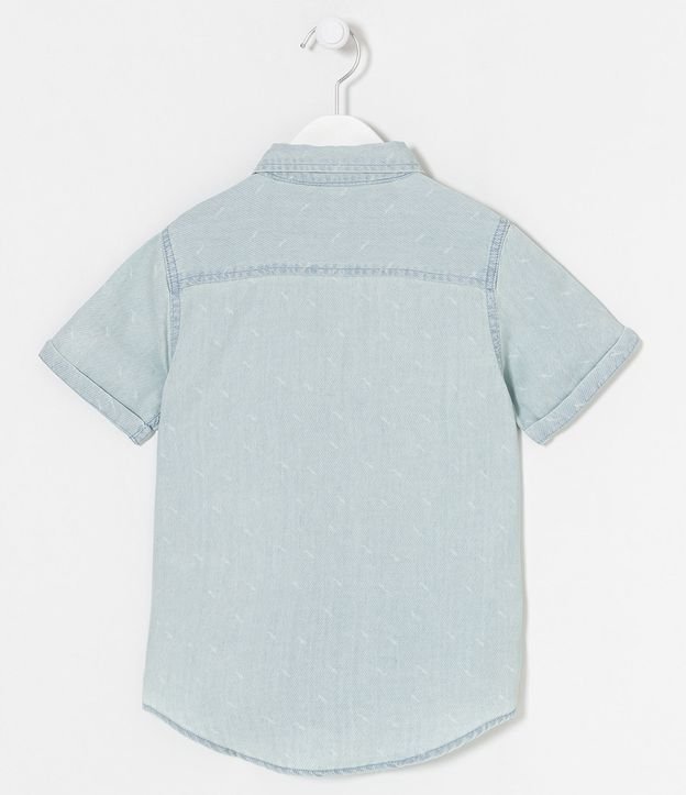 Camisa Infantil em Liocel com Estampa de Tubarões - Tam 5 a 14 anos Azul 2