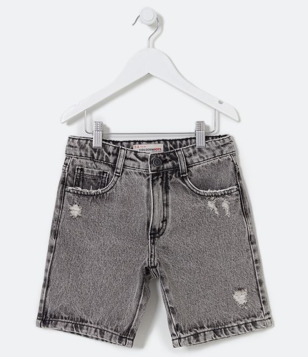 Bermuda Infantil em Jeans com Puídos - Tam 5 a 14 anos