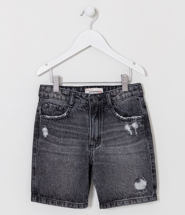 Bermuda Infantil em Jeans com Puídos - Tam 5 a 14 anos