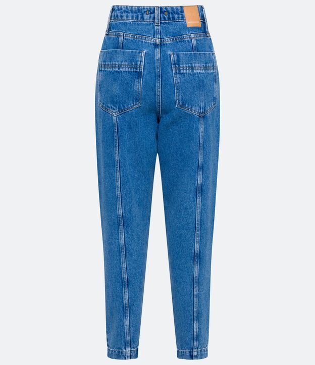 Pantalón Mom Jeans con Cintura Alta y Recortes Variados Azul 6