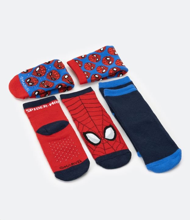 Kit 03 Pares de Medias Infantil con Estampado Spider Man Multicolores 3