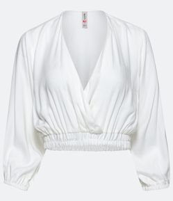 Blusa Manga Longa em Viscose com Decote Transpassado