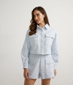 Jaqueta Leve em Tweed com Bolsos Frontais