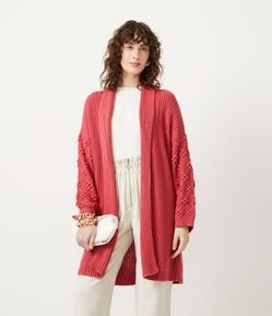 Cardigan Alongado em Tricô com Pontos Diferenciados