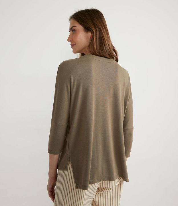 Blusa en Poliviscosa con Manga 7/8 y Recortes Verde 2