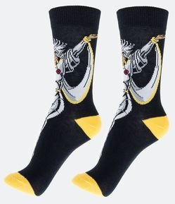 Meia Cano Longo em Algodão com Estampa Tempestade X-Men