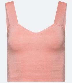 Blusa Regata Cropped em Tricô com Alças Largas