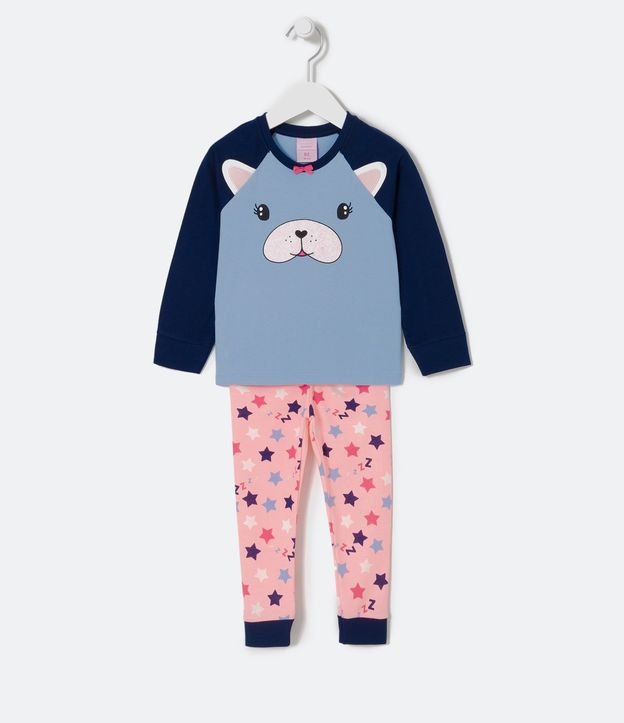 Pijama Largo Infantil con Estampado de BullDog - Talle 1 a 4 años Azul 1